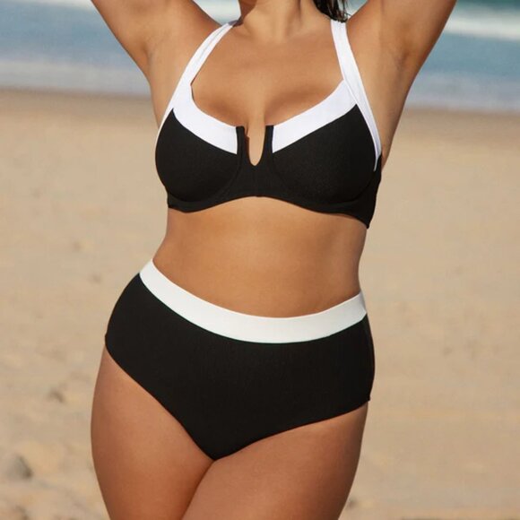 Berlook Black Contrast Trim Plus Size Bikini Set | Size 18 | 2X | NWT - Picture 6 of 6